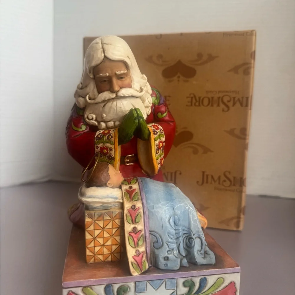 Jim Shore Heartwood Creek Santa with Baby Jesus Statue - Picture 3 of 10